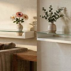 White shelf with tempered glass top