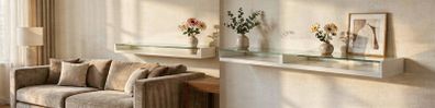 White shelf with tempered glass top