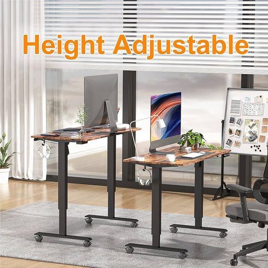 Height Adjustable Electric Standing Desk - 100x60 cm Stand Up Table Desk Thick Splice Board, Smart Control Panel 3 Memory Heights, Anti-Collision System, Sit Stand Desk for Home Office