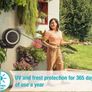 Wall-Mounted Hose Box RollUp S (white) 15 m: Versatile watering system for small gardens, swivel hose reel, with wall bracket, system parts and nozzle including 15 m Gardena hose (18602-20) Image 2