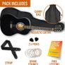 Full Size 4/4 Acoustic Guitar Steel String Pack Bundle for Beginners - 6 Months FREE Lessons, Bag, Picks and Spare Strings - Black Image 5