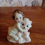 Vintage Italian Signed Ceramic Girl & Dog Figurine Image 4