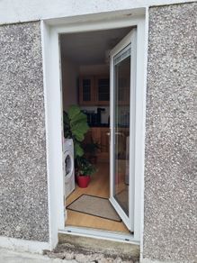window and glass door with integrated blind.
