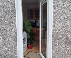 window and glass door with integrated blind.