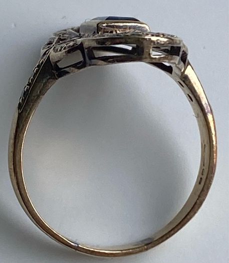 Gold Ring sapphire diamond Art Deco Antique