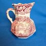Vintage Mason's Vista Ironstone Pitcher: Pink & White Jug Image 4