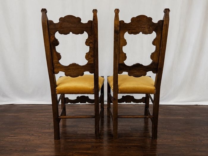 Set of 8 Vintage Italian Walnut Dining Chairs 1950s