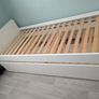 White single bed with underneath pull out bed and 2 storage draws Image 3