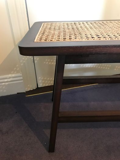 Meranti wood with a rattan-seat bench 75x30x43cm
