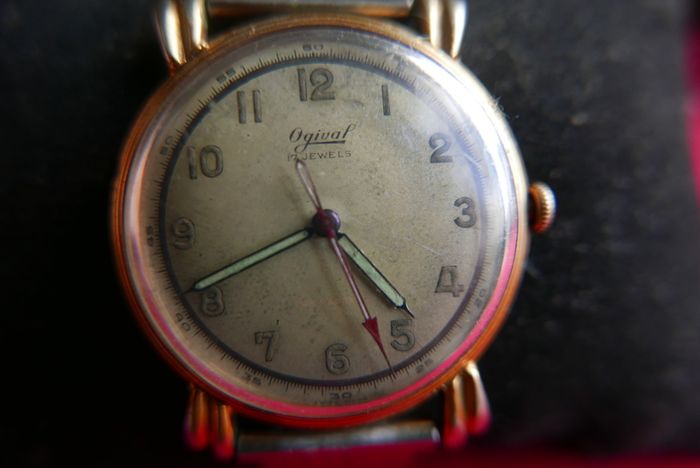 Vintage OGIVAL SWISS Made WW2 Era Watch, 17 Jewels, Rare Collectable Watch, Circa 1940's-Serviced-works well