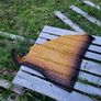 Handmade crochet triangle shawl wrap. Mustard yellow gradient ombre lacy shawl Image 4