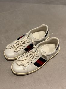 Gucci Ace Leather Sneakers White/Navy/Red Size 43