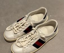 Gucci Ace Leather Sneakers White/Navy/Red Size 43
