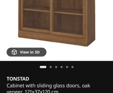 Ikea Cabinet with sliding glass doors, oak veneer 121x37x120 cm