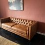 Brown Mid Century Modern Sofa with Tufted Back Image 3