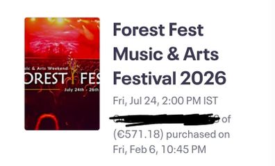 Forestfest tickets. 2# Weekend and 2#Camping