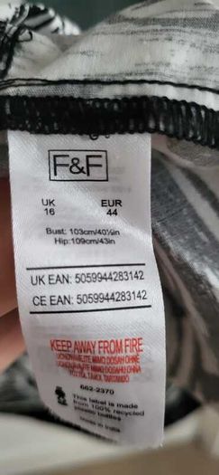F&F Monochrome Aztec Summer Dress Sz 16UK