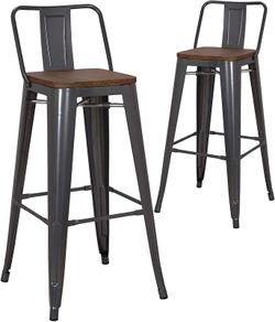 Pollux Gun Metal Grey Kitchen/Bar Stools X2