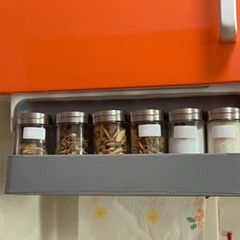 BRAND NEW Self-adhesive Kitchen Spice Organizer Rack Wall-mounted Seasoning Bottle Storage Rack Under Desk Drawer Hidden Kitchen Storage
