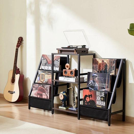 Record Player Stand, 3 Tiers Metal Vinyl Record Stand,