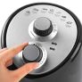 Compact 2L Hot Air Fryer, 1000W Fryer, Removable Frying Rack & 30 Minute Timer, Adjustable Temperature, Auto Shut Off, Cooks Using Hot Air Circulation, Black/Silver (FREE POSTAGE) Image 3