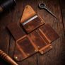 Unisex Premium Genuine Leather Envelope Wallet Vintage Handcrafted Card Holder Pouch with Button Closure Image 3