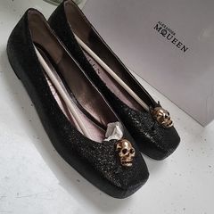 Alexander Mcqueen Black Bling Skull Flats Sz 41 (fit 6.5 - 7 Uk) Bnib