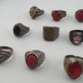 Lot of 15 Antique Tribal Style Brass Rings Mixed Stone & Colourful Glass Image 8