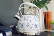 Ashley Elveden Navy Stainless Steel 2.5L Stove Top Kettle. Fast Boil Whistling Kettle for Gas Hob, Induction Hob. Silicon Coated Cool Handle Gas Stove Camping Kettle. Compatible with Aga Stove