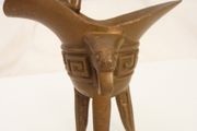 Chinese bronze ritual tripod jue wine vessel