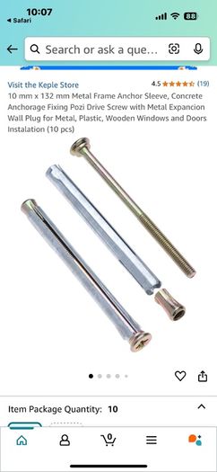 Frame Fixing Bolts