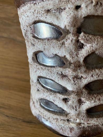 Mid century Strehla Keramik fat lava vase