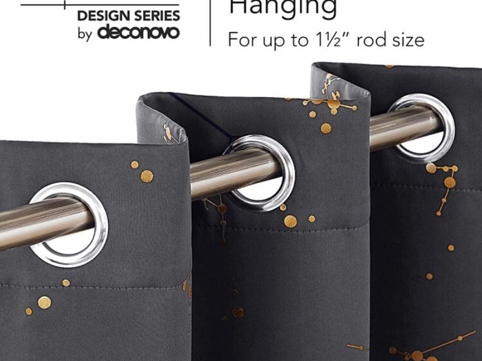 Eyelet Curtains, Blackout Curtains, Gold Constellation Printed Curtains Thermal Insulated Curtains for Bedroom (MULTIPLE COLOURS/SIZES)