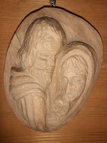 Primitive Holy Family Timber Carving
