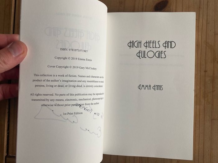 Emma Ennis SIGNED High Heels and Eulogies Book