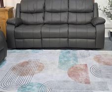 Dark grey leather 3 seater & 2 seater Reclining Sofa set