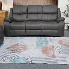 Dark grey leather 3 seater & 2 seater Reclining Sofa set