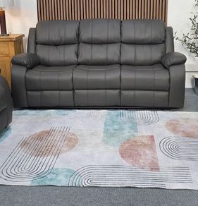 Dark grey leather 3 seater & 2 seater Reclining Sofa set