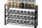 Spice Rack Organizer for Cabinet, 4 Tie Stackable Seasoning Organizer, Spice Jars Kitchen Storage for Countertop Kitchen Pantry Cupboard, 15.8x10.7 in