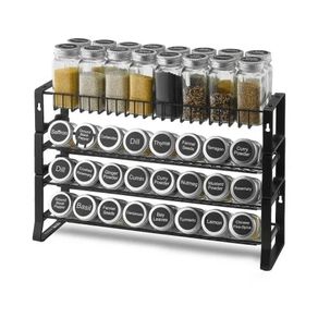 Spice Rack Organizer for Cabinet, 4 Tie Stackable Seasoning Organizer, Spice Jars Kitchen Storage for Countertop Kitchen Pantry Cupboard, 15.8x10.7 in