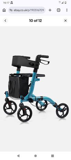 New can post Folding Aluminium Mobility Aid Rollator Walker with 4 Wheels