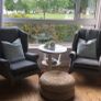 Solid Wood Round Side Table with Glass Top Shabby Chic Image 4
