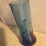 Vintage Very Rare Hand Blown Knobler Indigo Blue Etched Shot Glass / bud vase With Handle Image 6