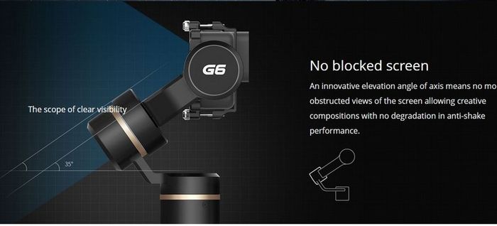 FEIYUTECH G6 3 Axis Handheld Splashproof Gimbal for Gopro / Action Camera Stabiliser Splashproof & Water Resistant Stabilizer Bluetooth & WIFI LCD Technology