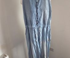 Never Worn. Soft Chambray Denim Sequined Jumpsuit with Pockets.  Size 10/12.