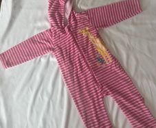 Jojo Maman Bebe Pink Giraffe Towelling All-In-One