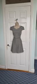 Atmosphere SIZE 10 black  & White Striped Short Sleeved Skater Dress