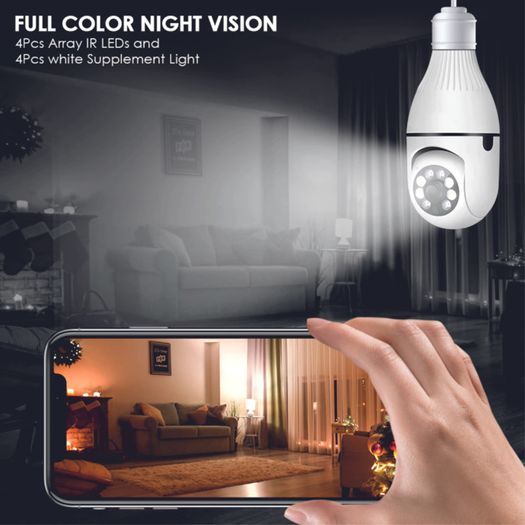3mp Panoramic Wifi Ip Camera E27 Light Bulb Calving Hd Wireless Security Camera