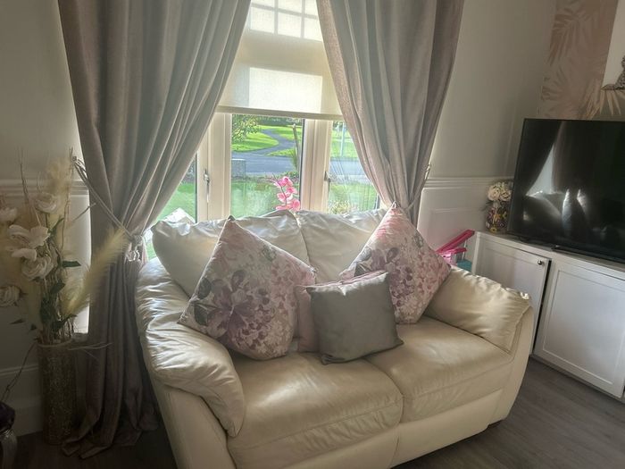 3 + 2 Cream Leather Sofa