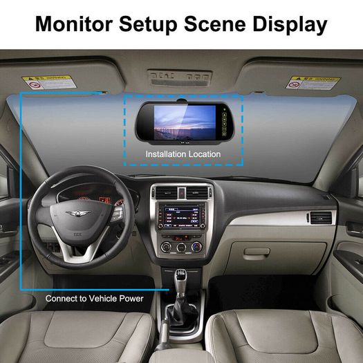 7'' Rear View Mirror Monitor+18IR LEDs Backup Camera Kit 10m for Trailer Caravan